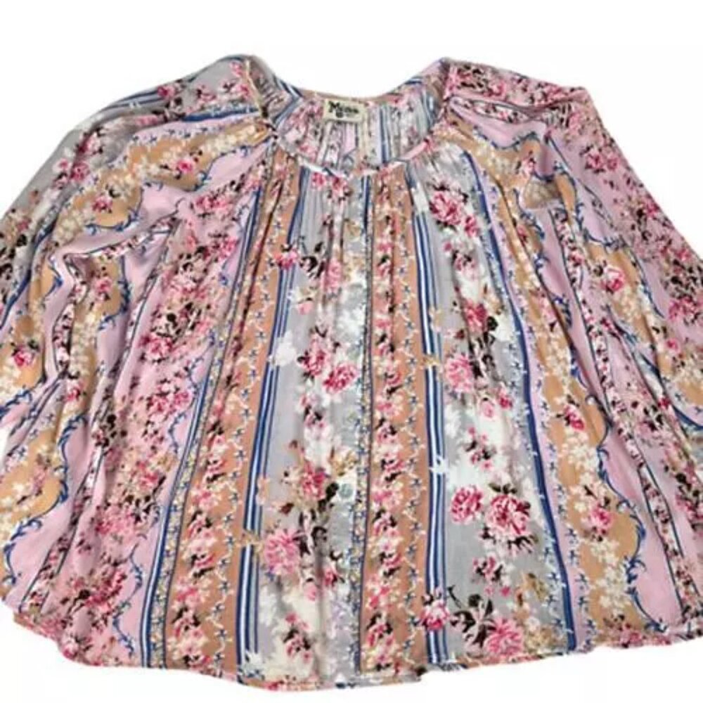 Show Me Your Mumu Womens Peasant Blouse Top Shirt Floral 3/4 Sleeve Blouse Sz S - Picture 3 of 8